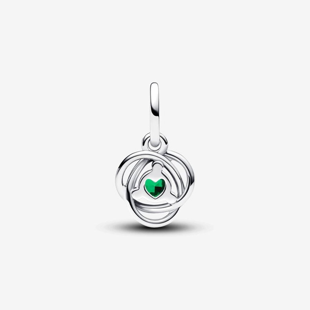 PANDORA  May Royal Green Eternity Circle Dangle Charm - Sterling Silver