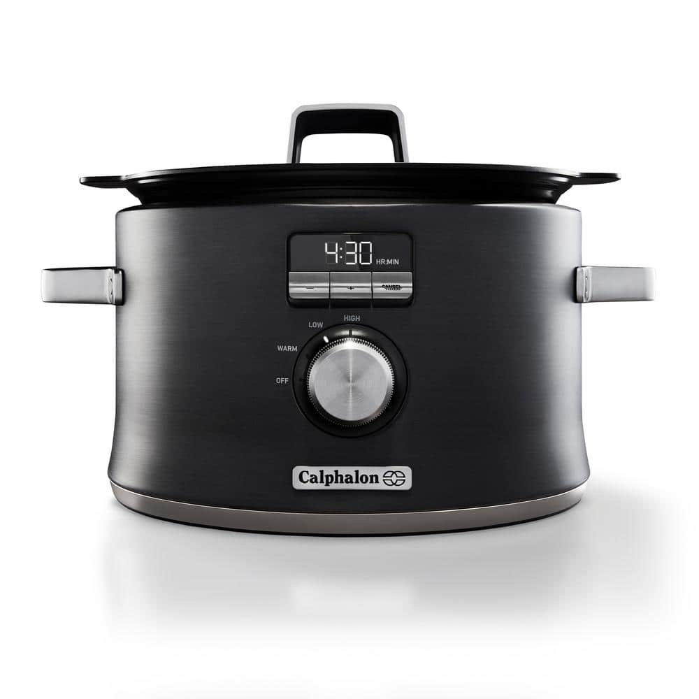 Calphalon Digital Saut 5.3 Qt. Stainless Steel Programmable Slow Cooker with Automatic Keep Warm Function SCCLD1