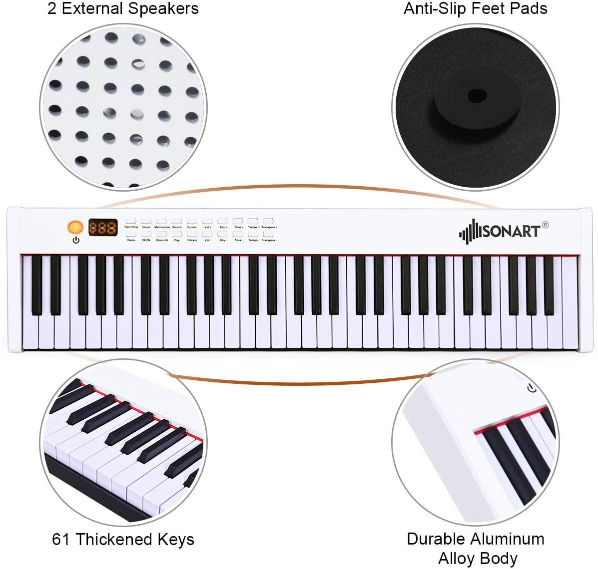 BX-II 61-Key Portable Digital Piano, Electric Keyboard