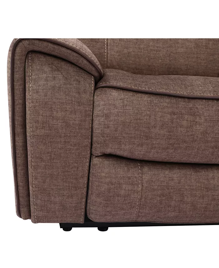 Furniture Hutchenson 3-Pc. Fabric Sectional with 2 Power Recliners Power Headrests and Console