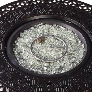 Oakland Living 44 in. x 44 in. Copper Round Aluminum Propane Fire Pit Table with Glass Beads 2 Covers Lid 55000 BTUs LIMA-FPT-AC