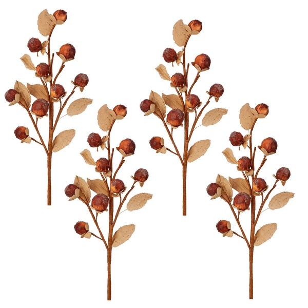 14 Dried Berry Leaf Pick Set of 4