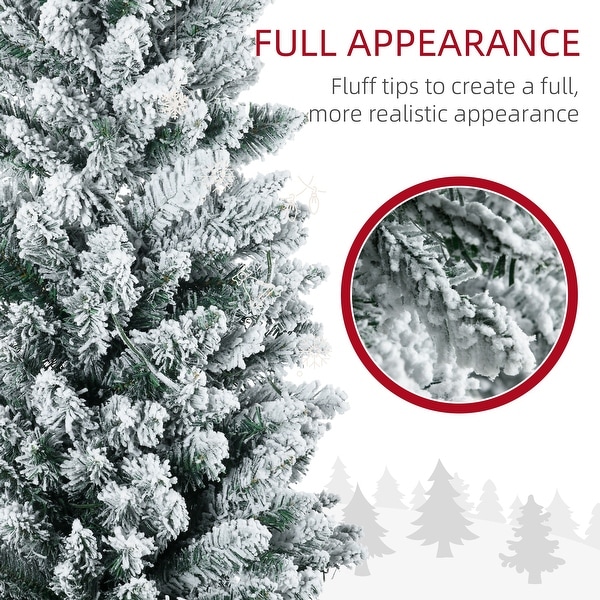 HOMCOM 6' Tall PreLit Slim Noble Fir Artificial Christmas Tree with Realistic Branches，170 Warm White LED Lights and 390 Tips