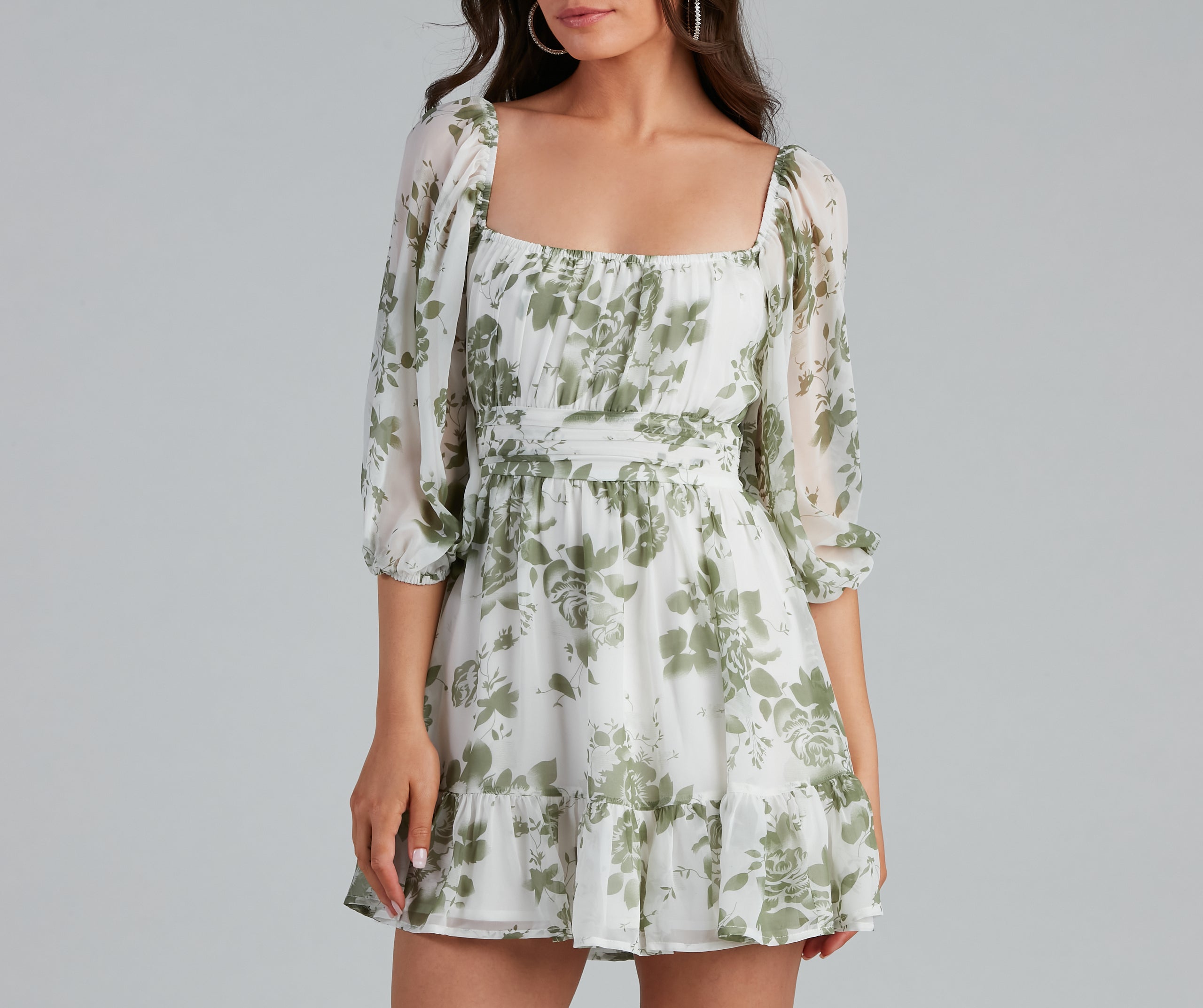 Sunday Girl Floral Chiffon Skater Dress