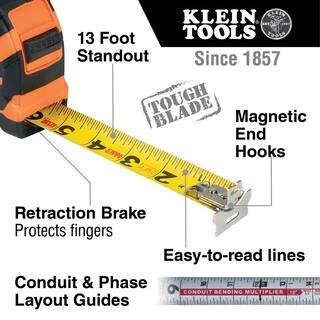 Klein Tools 25 ft. Tape Measure with Magnetic Double-Hook 9225R