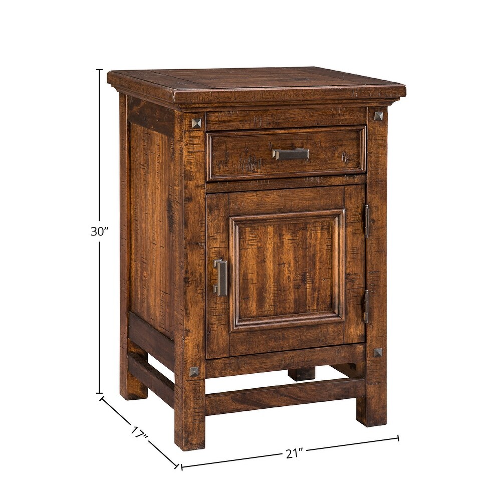 Wolf Creek Rustic Vintage Acacia 1 Door 1 Drawer Nightstand