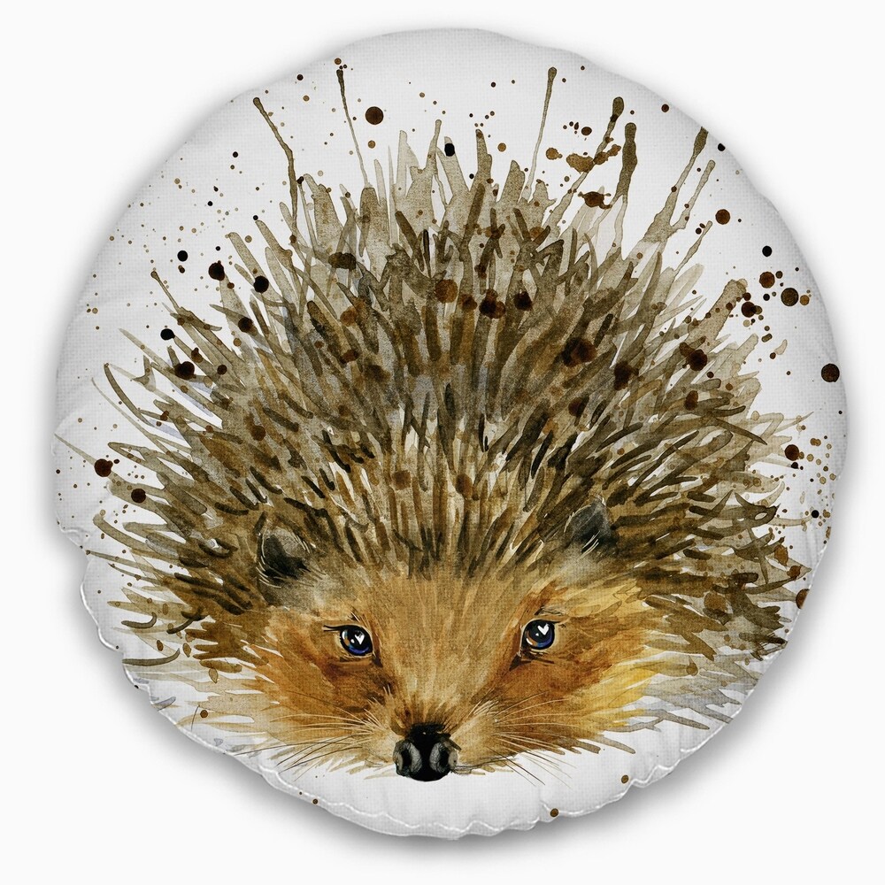 Designart 'Hedgehog Illustration Watercolor' Contemporary Animal Throw Pillow