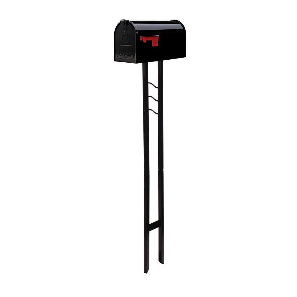 Architectural Mailboxes Mailbox To Go Black Medium Steel All-In-One Mailbox and Post Combo T11KIT0BAM