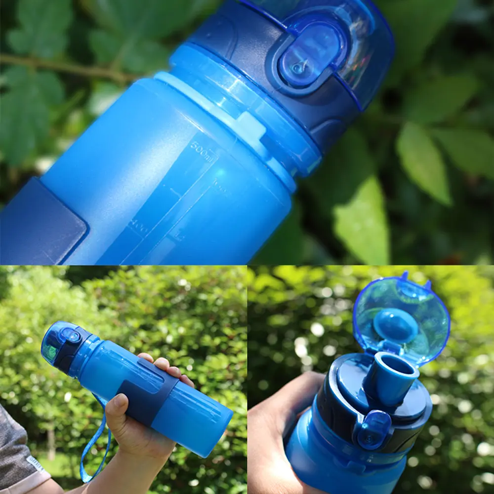 Custom Logo 500ml BPA Free Silicone Collapsible Drinking Water Bottle For Sports Outdoor