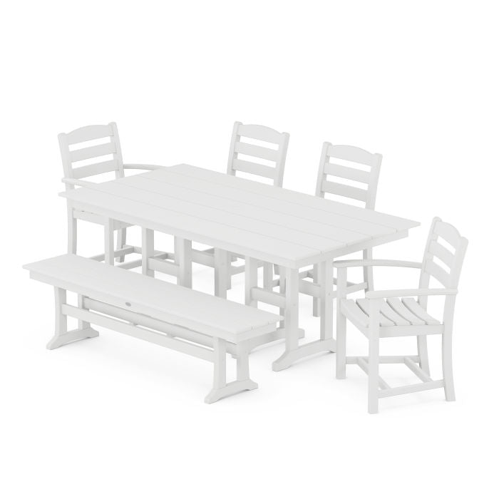 Polywood La Casa Café 6-Piece Farmhouse Dining Set with Bench PWS1181-1