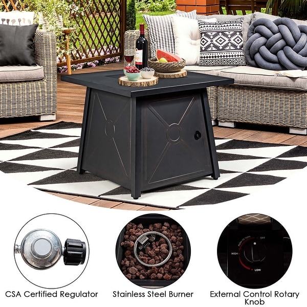 7PCS Patio Conversation Set Furniture Set w /50，000 BTU Fire Pit Table