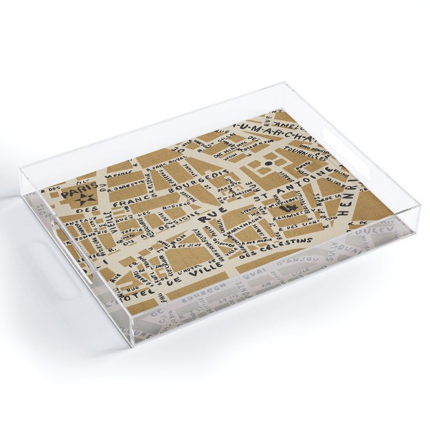 Holli Zollinger Paris Map Rustic Acrylic Tray Deny Designs