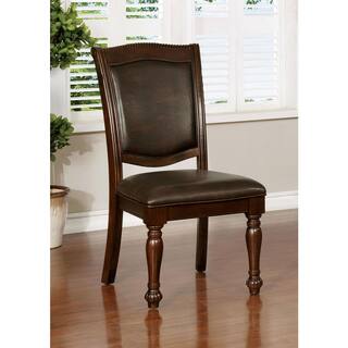 Furniture of America Pridore Brown Cherry Faux Leather Padded Dining Side Chair (Set of 2) IDF-3350SC