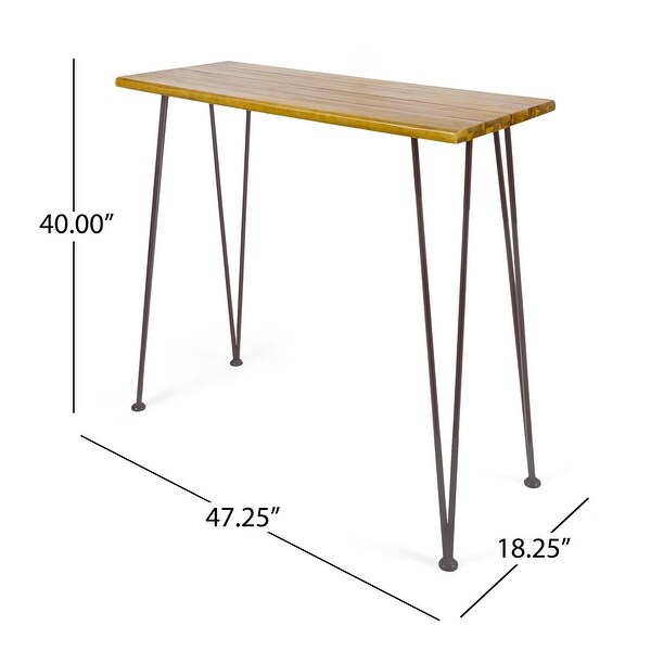 Industrial Wood And Metal Bar Table，Outdoor Industrial Teak Finished Acacia Wood Bar Table