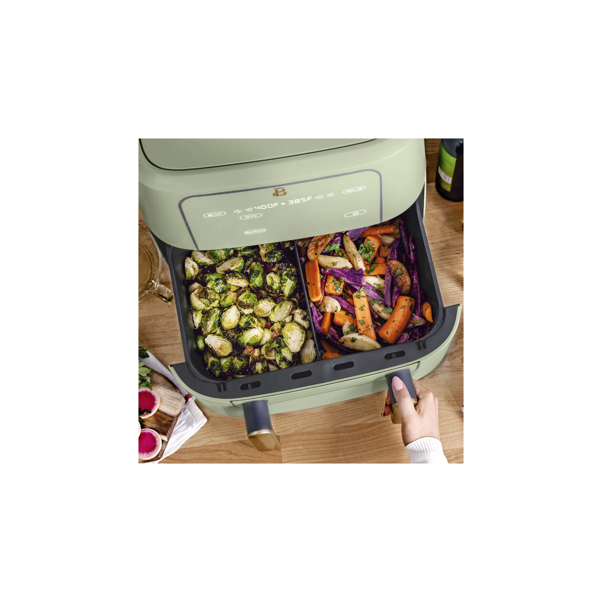 Beautiful 9QT TriZone Air Fryer， Sage Green by Drew Barrymore