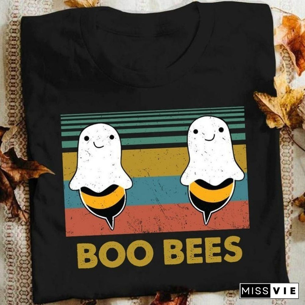 Women Summer Shirt Boo Bees Letter Printed Funny Short Sleeve Round Neck Cotton T-shirt Women Summer Casual Graphic Tee Shirt Oversize XS-4XL 5 Colors