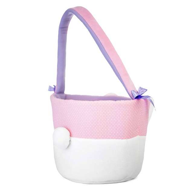 Plush Easter Bunny Baskets For Kids With Handles White Plushible