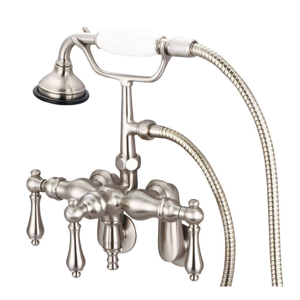 Water Creation 3-Handle Vintage Claw Foot Tub Faucet with Handshower and Lever Handles in Brushed Nickel F6-0018-02-AL