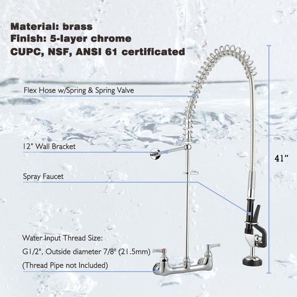 Aquaterior Kitchen Faucet Pre-Rinse Commercial Style Pull Out