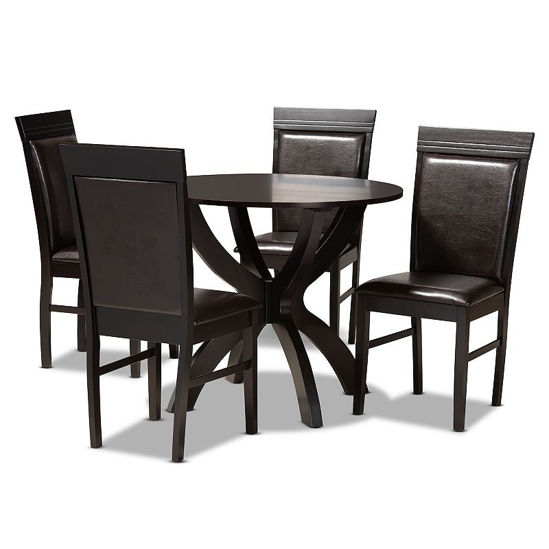 Baxton Studio Ancel Dark Brown 5-Piece Dining Set