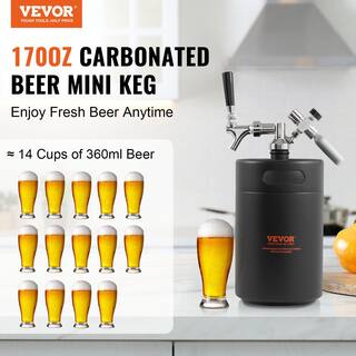 VEVOR Beer Growler Tap System 170 oz. 5L Mini Keg 304 Stainless Steel Pressurized Beer Growler with Pressure Display MNPJTHSY170OZOM8VV0