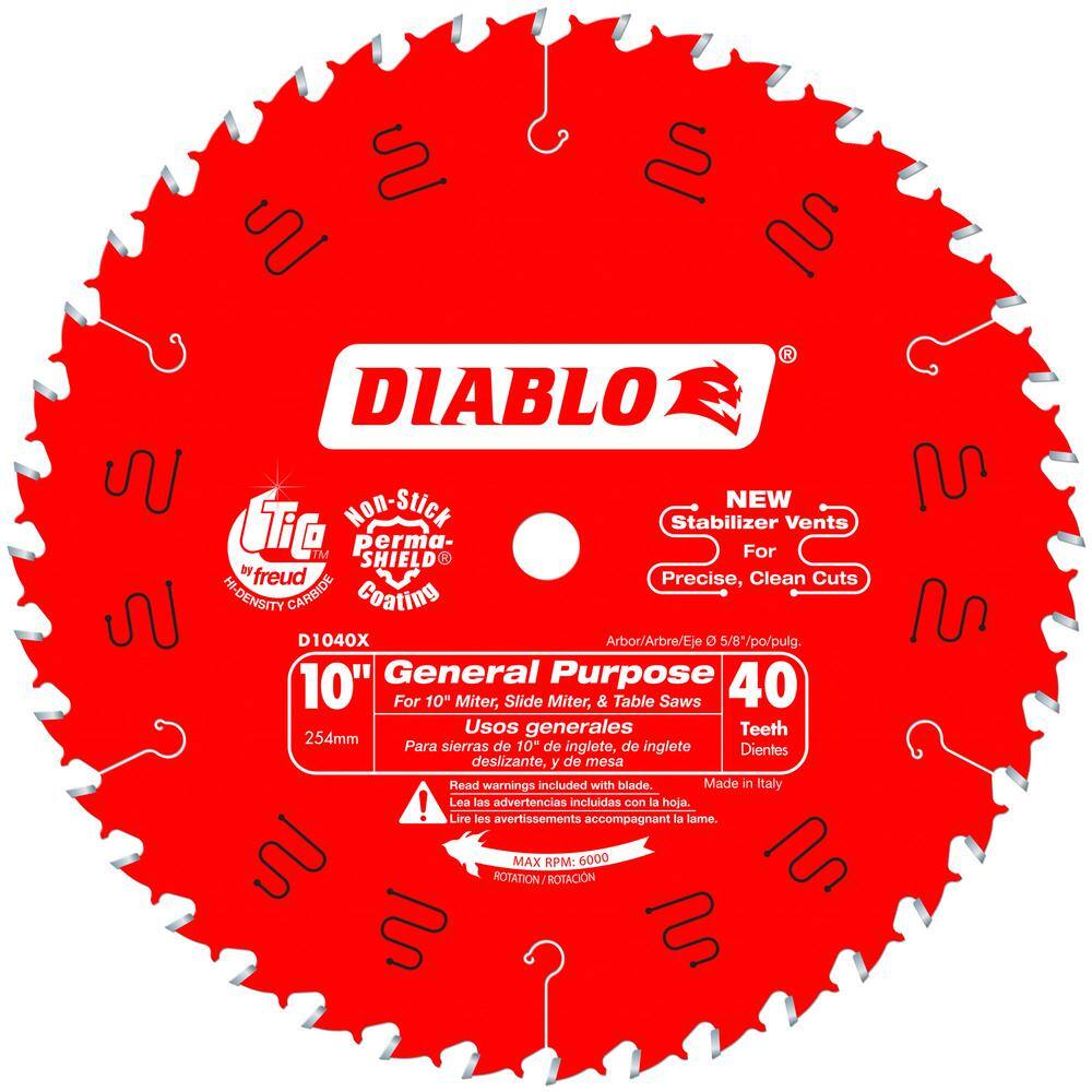 DIABLO 10 in. x 40-Tooth General Purpose Circular Saw Blade Value Pack (2-Pack) D104040VP