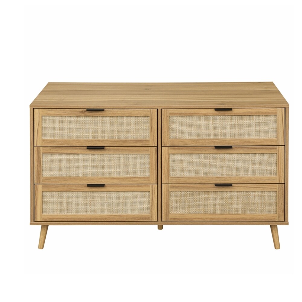 Modern 6 Drawer Dresser Wood Cabinet   N/A