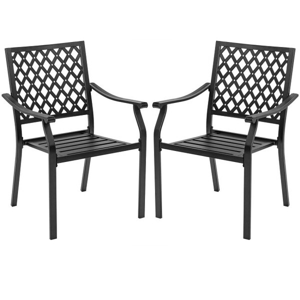 3 pieces Patio Dining Set Stackable Chairs Armrest Table with Umbrella Hole - 37'' x 37'' x 29'' (L x W x H) - Overstock - 36301986