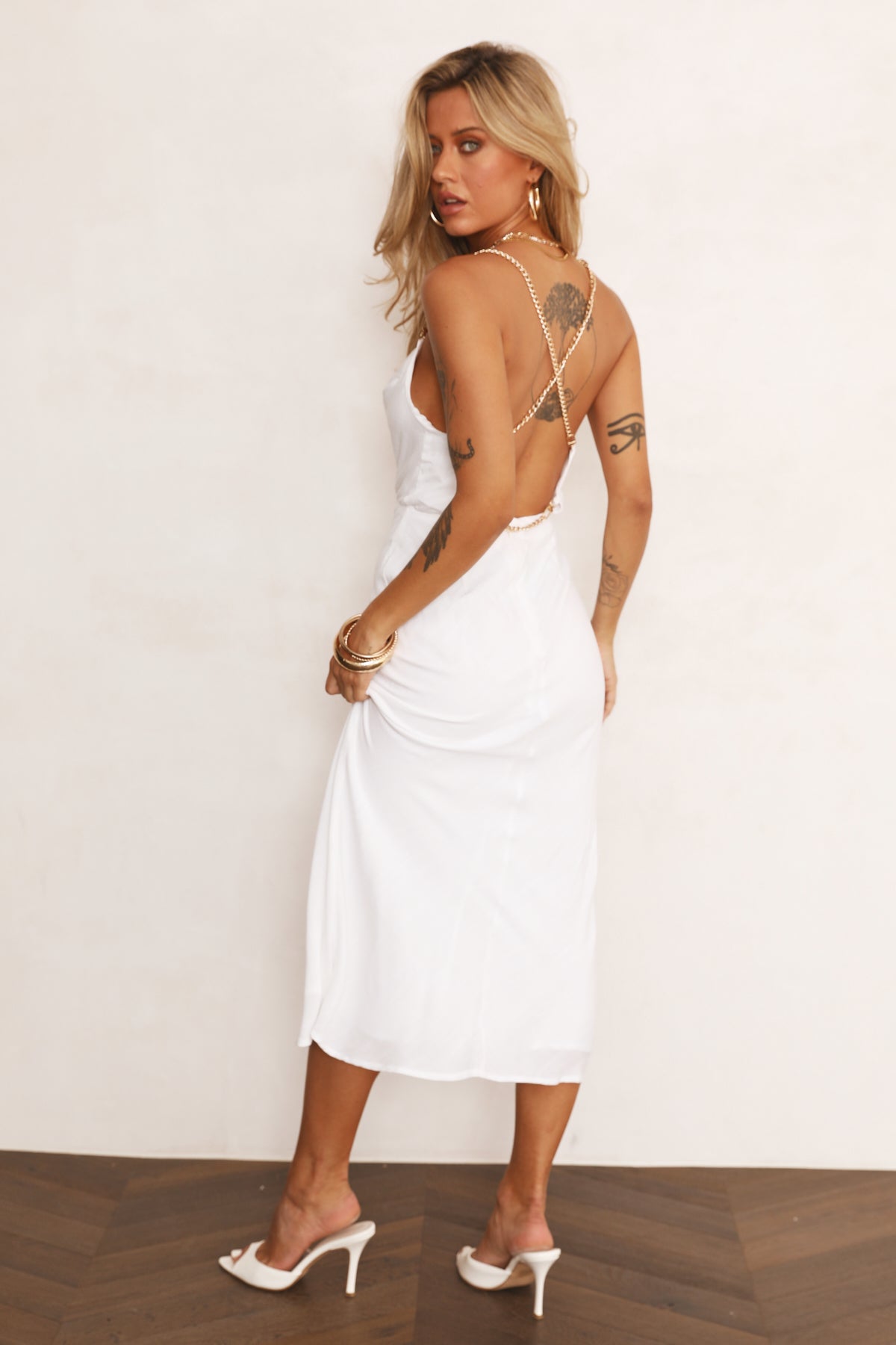 RUNAWAY Khalessi Midi Dress White