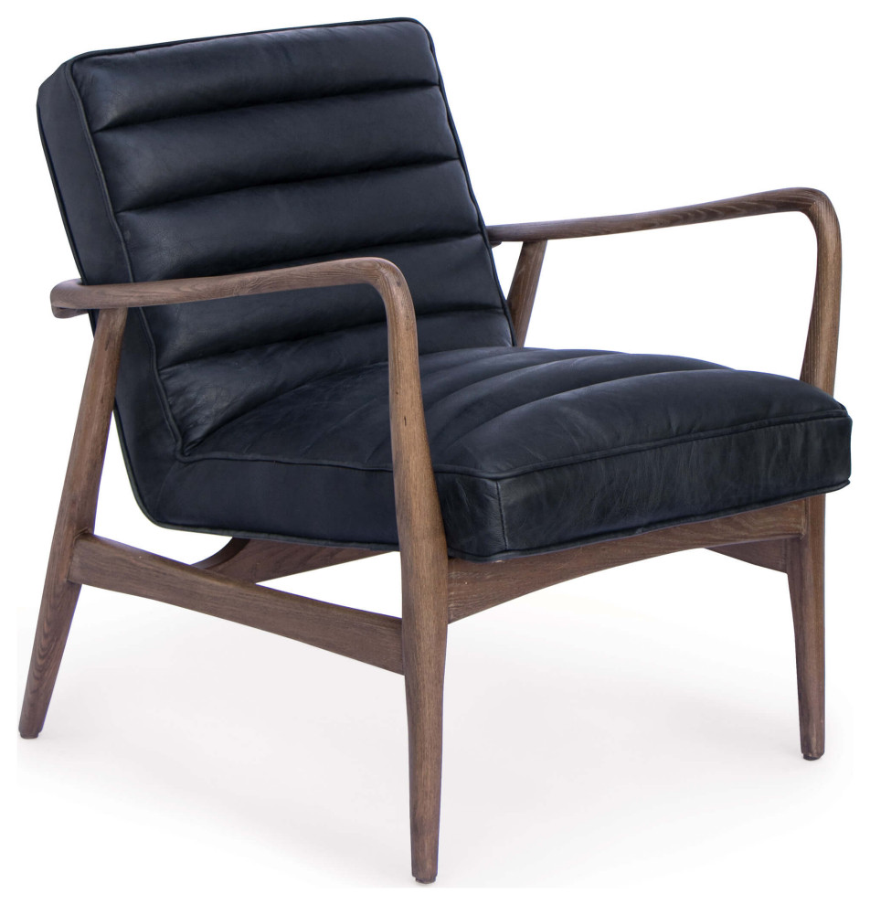 Piper Chair  Antique Black Leather   Midcentury   Armchairs And Accent Chairs   by HedgeApple  Houzz