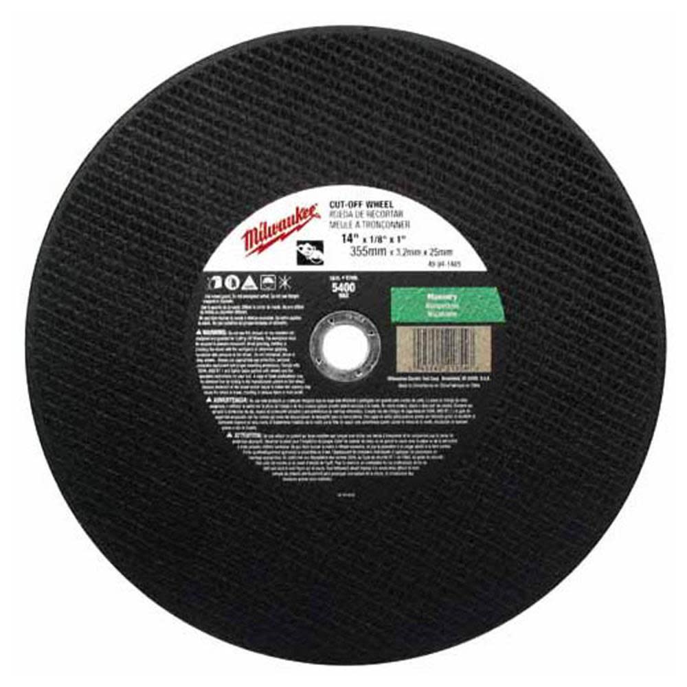 Milwaukee 14 in. x 1/8 in. x 1 in. Cut-Off Wheel (Type 1) 49-94-1475 from Milwaukee