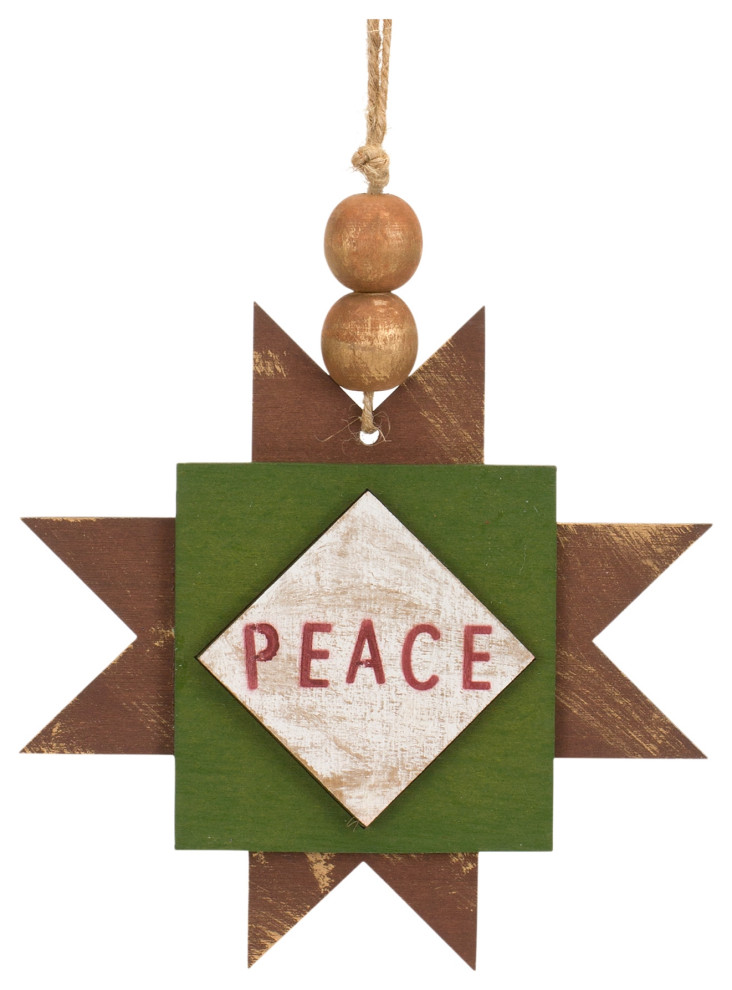 Joy and Peace Star Ornament  12 Piece Set  5.5 quotH Mdf   Transitional   Christmas Ornaments   by Timeout PRO  Houzz