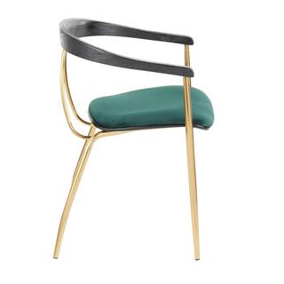 Lumisource Vanessa Gold and Green Velvet Dining Chair with Black Wood Accent (Set of 2) CH-VNESA AUVGN2