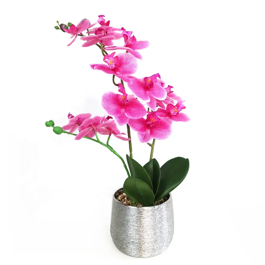 Supplies simulation pink color orchid plant with pot wholesale