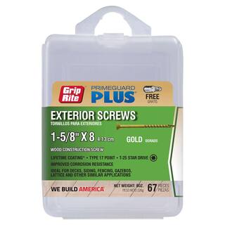 Grip-Rite #8 x 1-58 in. Star-Drive Flat-Head Gold All Purpose Screw (67EA - Pack) P158STGD67