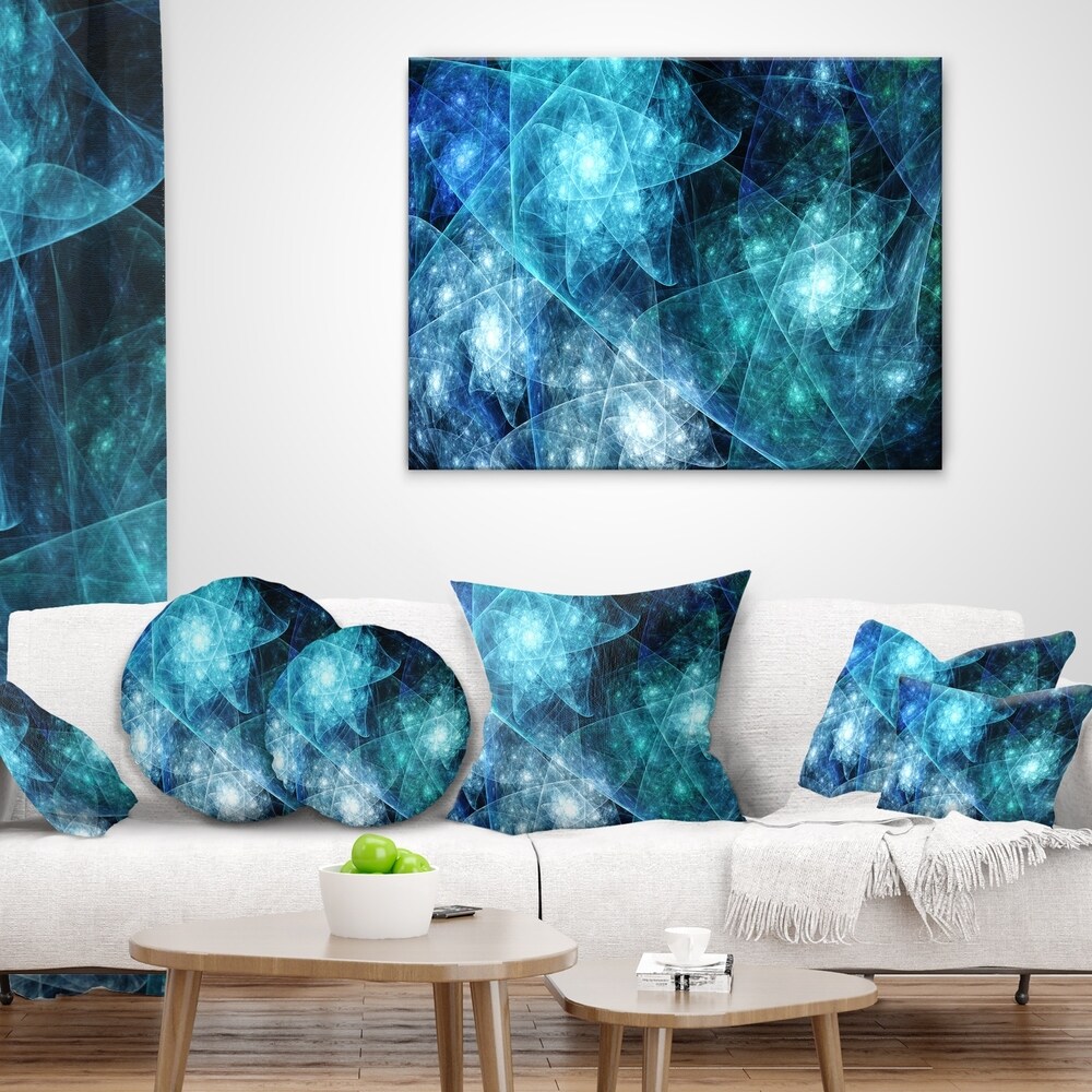 Designart 'Blue Rotating Polyhedron' Abstract Throw Pillow