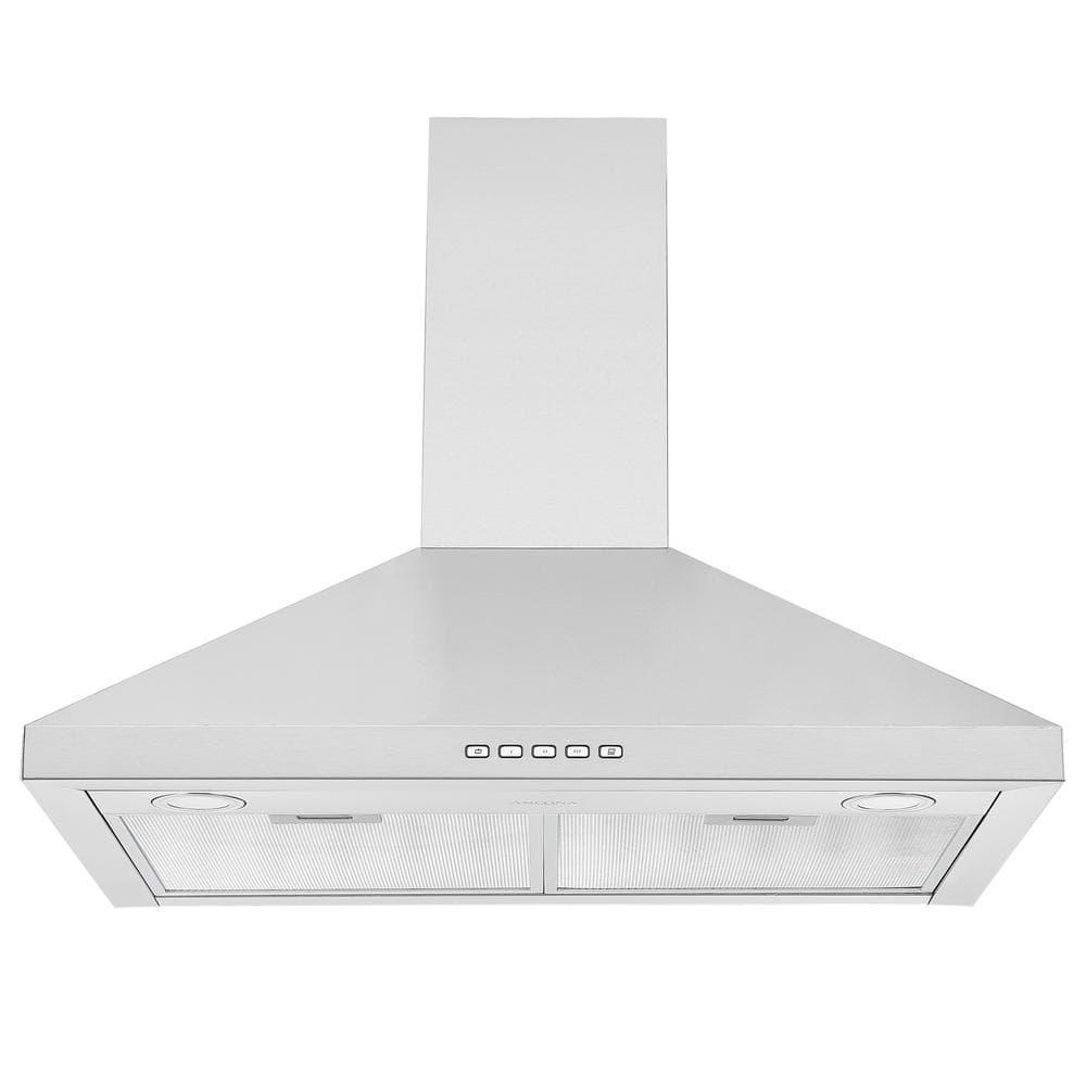 Ancona 30 in 600 CFM Convertible Wall Mount Pyramid Range Hood with LED Lights in Stainless Steel