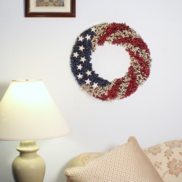 American Flag Themed Berries Wreath National Tree Company