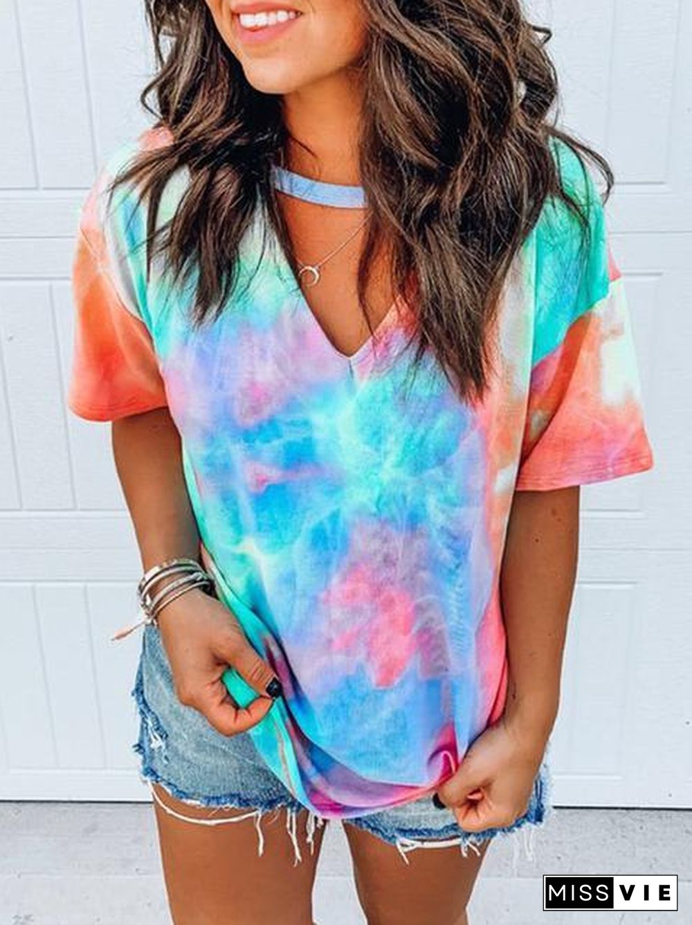 Tie Dye Printed Multicolor T-Shirt