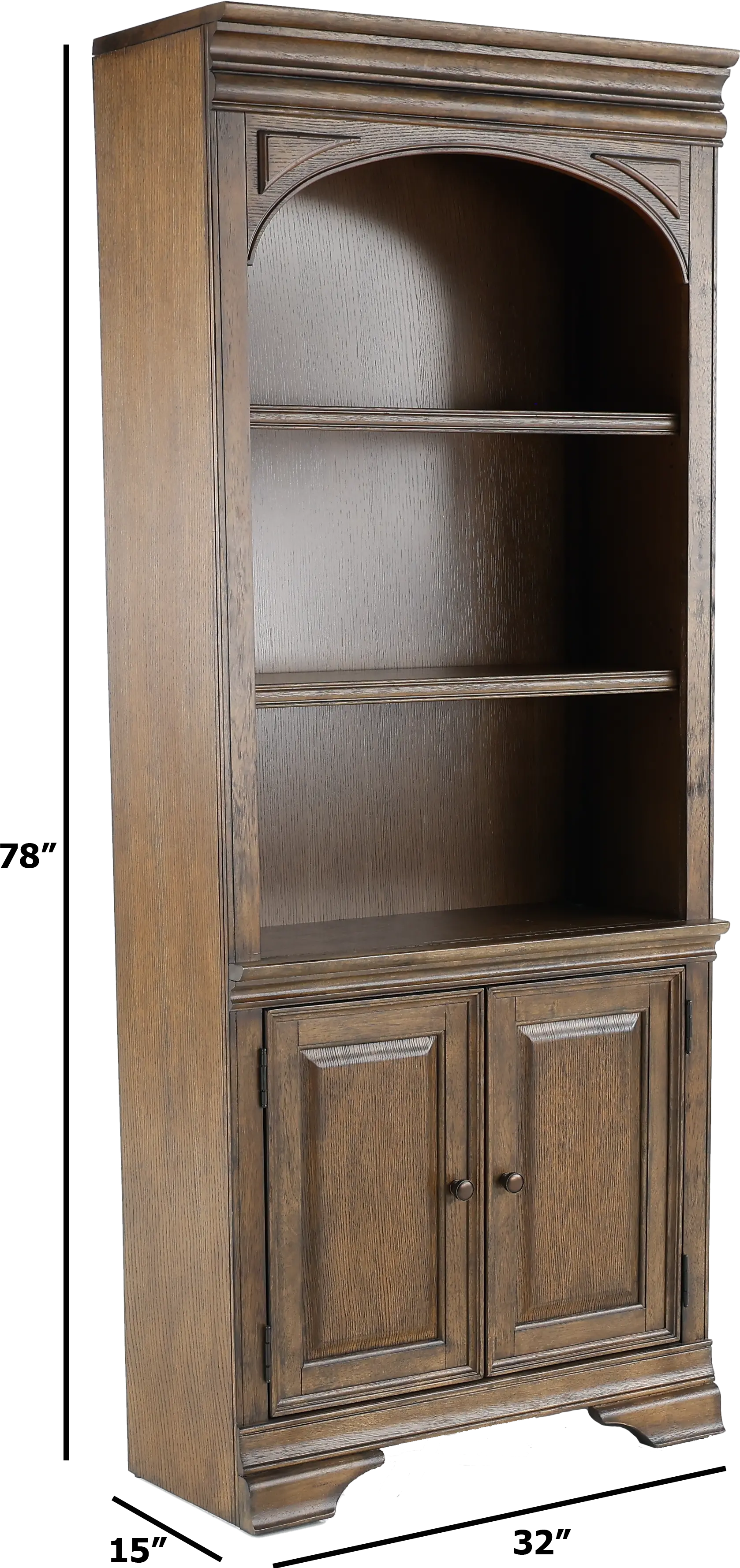 Arcadia Chestnut Brown Bookshelf with Doors