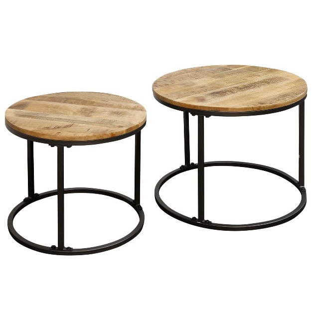 Set Of Two Wood Tops Nesting Tables Black natural Stylecraft