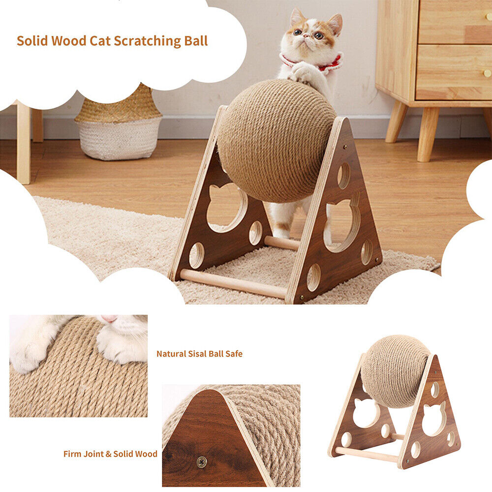 Kqiang Pet Cat Scratcher Toy Natural Sisal Cat Scratching Ball High Quality Us Stock