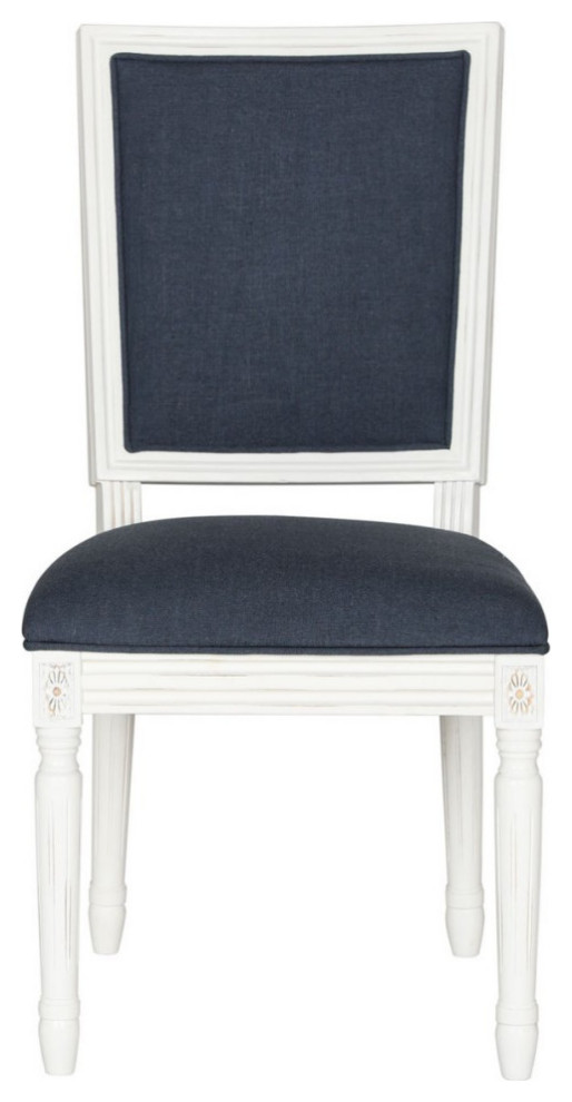 Cora 19  x27 x27H French Brasserie Linen Side Chair Silver Nail Heads Set of 2 Navy /   Modern   Dining Chairs   by Virgil Stanis Design  Houzz