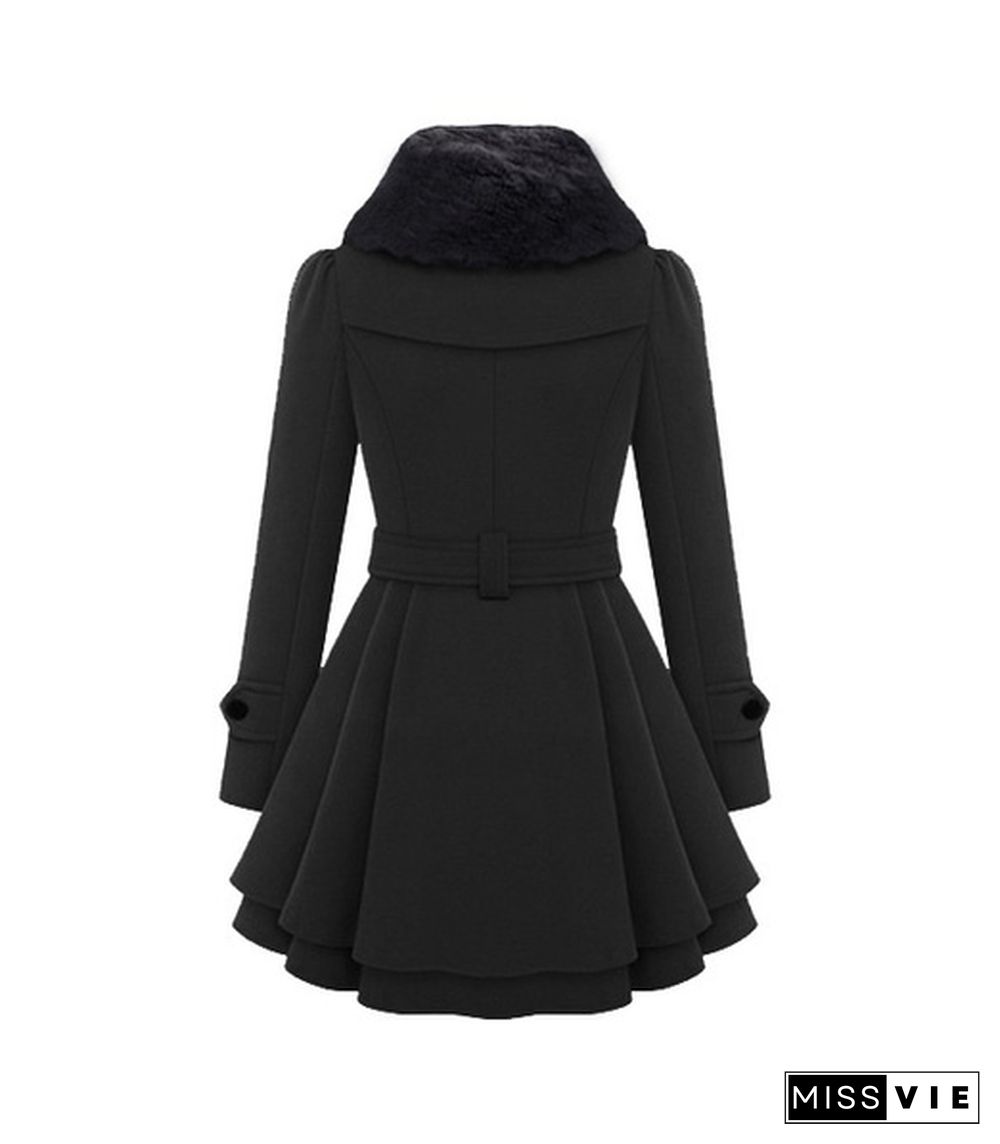 Winter Coat Women Wool & Blend Coat Women Jacket Winter Women Coat Warm  Lady Fur Collar Peacoat Winter Woolen Coat Jackets Plus Size 5XL