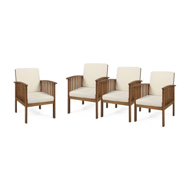 Casa 4pk Acacia Club Chairs Brown cream Christopher Knight Home