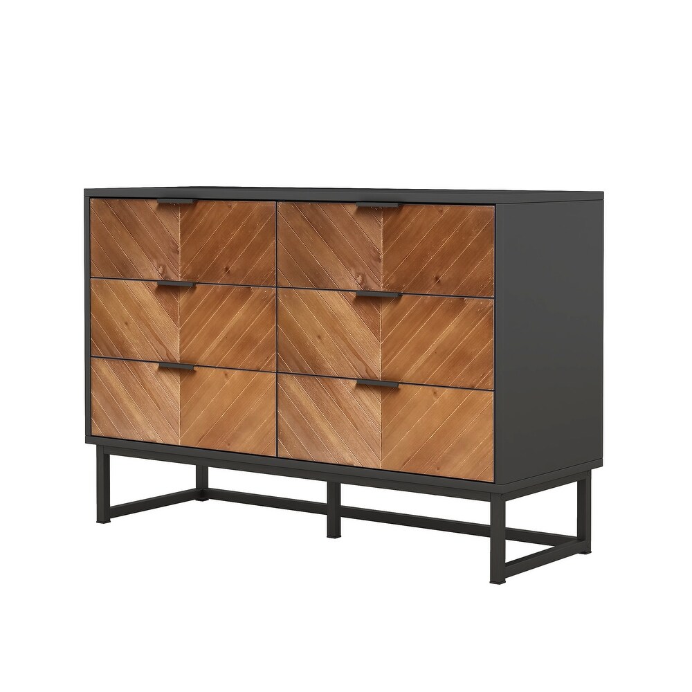 Modern 6 Drawer Dresser with Metal Leg and Handle for Bedroom   Space Saving and Sturdy Construction