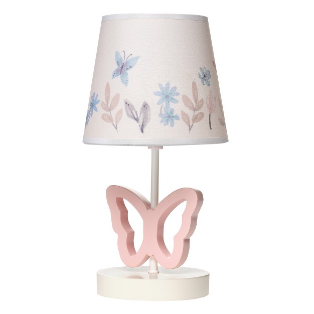 Lambs amp Ivy Baby Blooms Pink Butterfly Nursery Lamp With Floral Shade amp Bulb