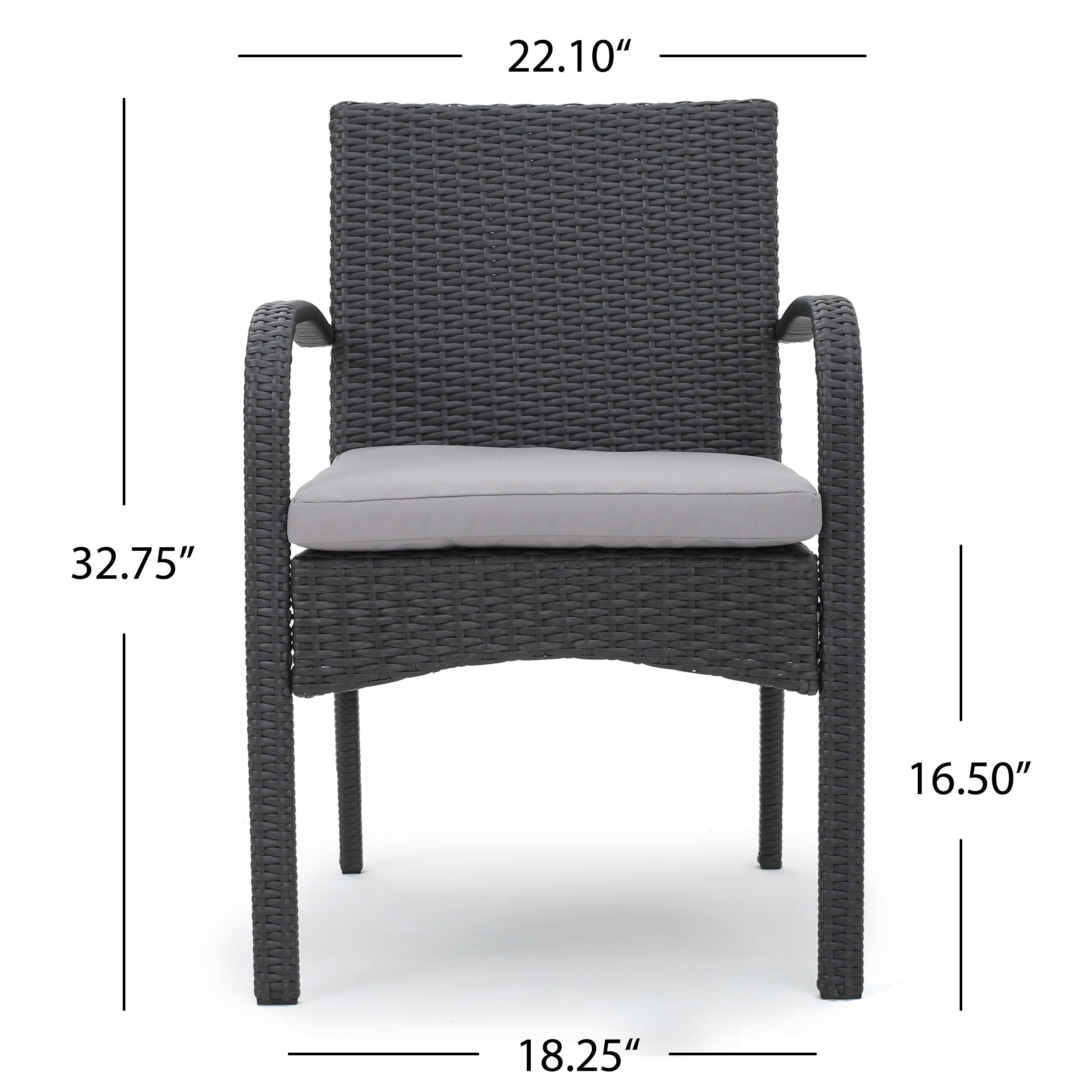 El Capitan Outdoor Grey Wicker Dining Chairs with Cushions (Set of 2)