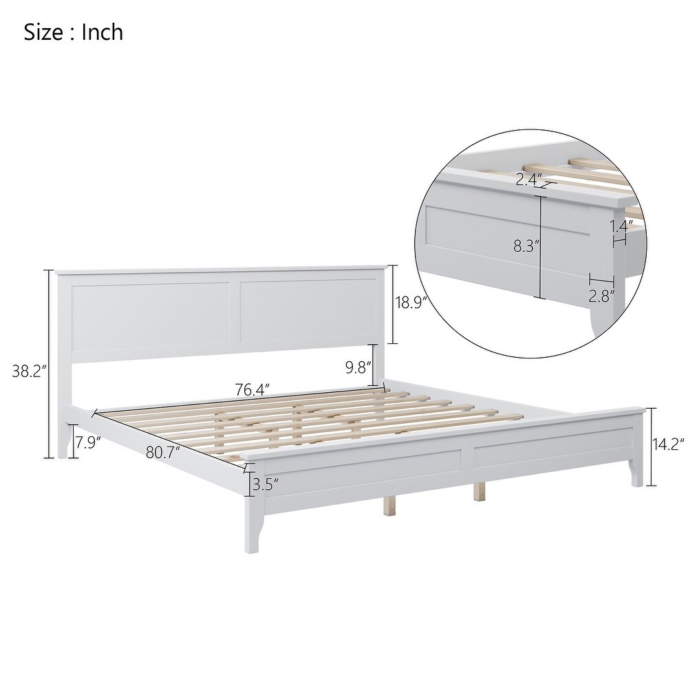 King Size Wood Platform Bed with Nightstand and Storage Dresser