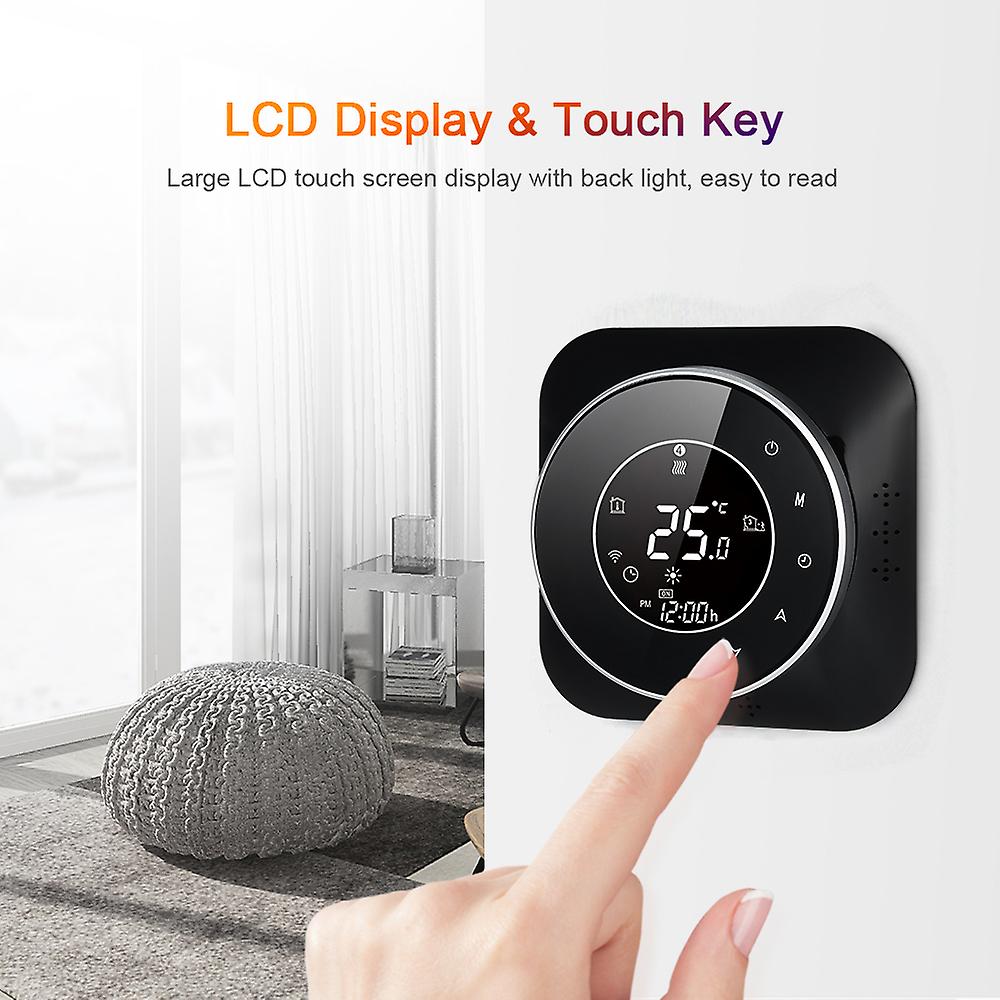 Black Wifi 95-240v Wi-fi Smart Thermostat 5+1+1 Six Periods Programmable Thermostat Voice App Control Backlight Lcd Boiler Heating Thermoregulator Com